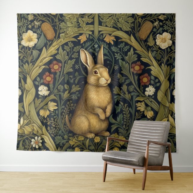 Tenture Lapin dans la forêt style Art nouveau (En situation (horizontale))