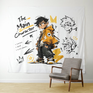 Tenture L'art cool de style anime du personnage principal