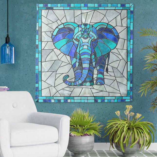 Tenture L'art de la mosaïque Blue Elephant (Créateur téléchargé)