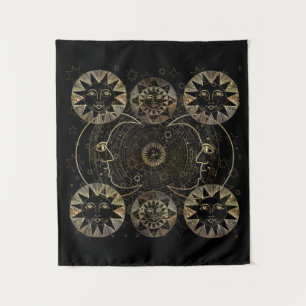 Tenture L'art de l'astronomie céleste Golden Sun Moon