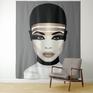 Tenture L'art du portrait tribal futuriste Abstrait