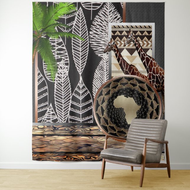 Tenture L'art graphique des Giraffes africaines (En situation)