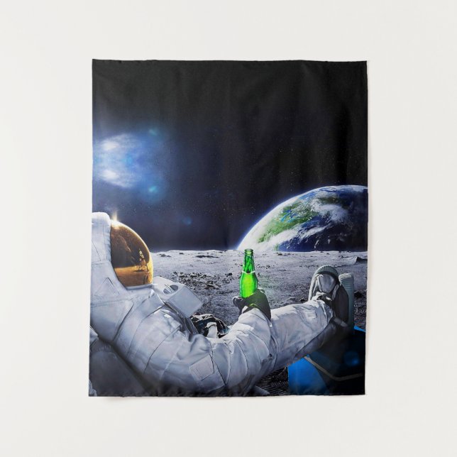 Tenture L'astronaute sur la Lune avec de la bière (Devant)