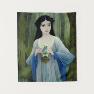 Tenture Lave-encre illustration de la belle femme à Woods