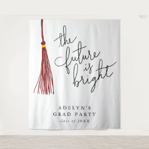 Tenture L'Avenir Est Lumineux Maroon Tassel Moderne