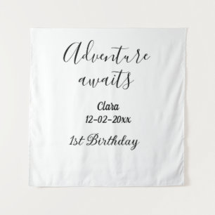 Tenture L'aventure attend joyeux 1er anniversaire nom date
