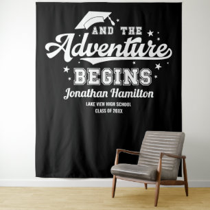 Tenture L'Aventure Commence Fond de fête de remise de dipl