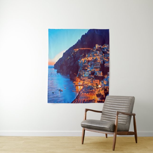 Tenture ldp POSITANO Côte Amalfi - coucher de soleil pris  (En situation)