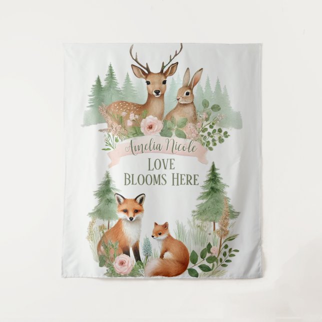Tenture Le Baby shower des animaux des bois (Devant)