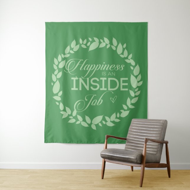 Tenture Le Bonheur Est Une Guirlande Verte À L'Intérieur D (En situation)