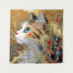 Tenture Le chat Zen   Vintage japonais Ukiyo-e