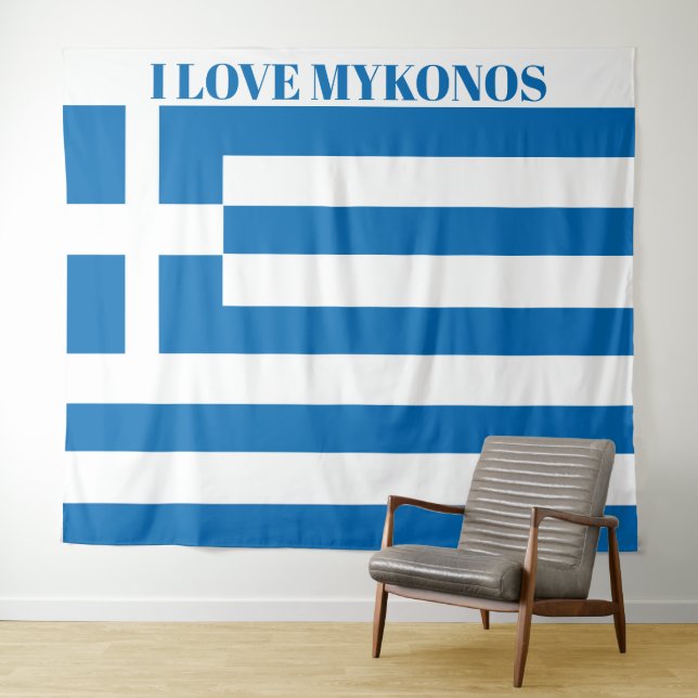 Tenture Le drapeau national de la Grèce Mykonos extra gran (En situation (horizontale))