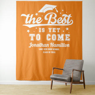 Tenture Le meilleur est à venir Fond Orange pour Soirée de