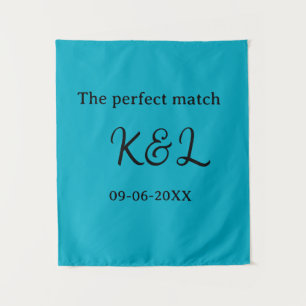Tenture Le nom du couple parfait lettre date bleu sim