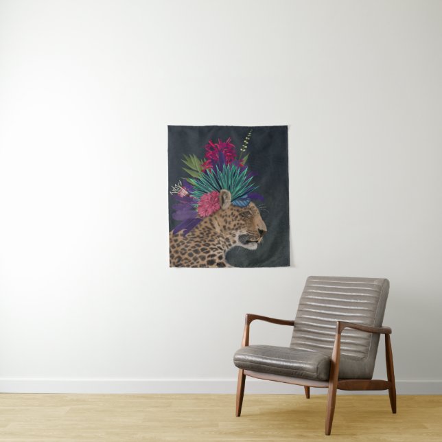 Tenture Leopard avec tête tropicale (En situation)
