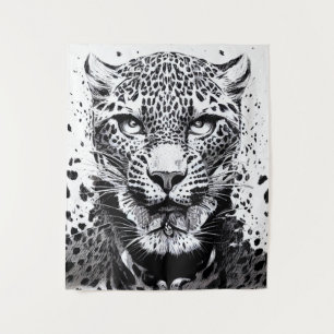 Tenture Léopard Jaguar Wild Nature Illustration Line Epic