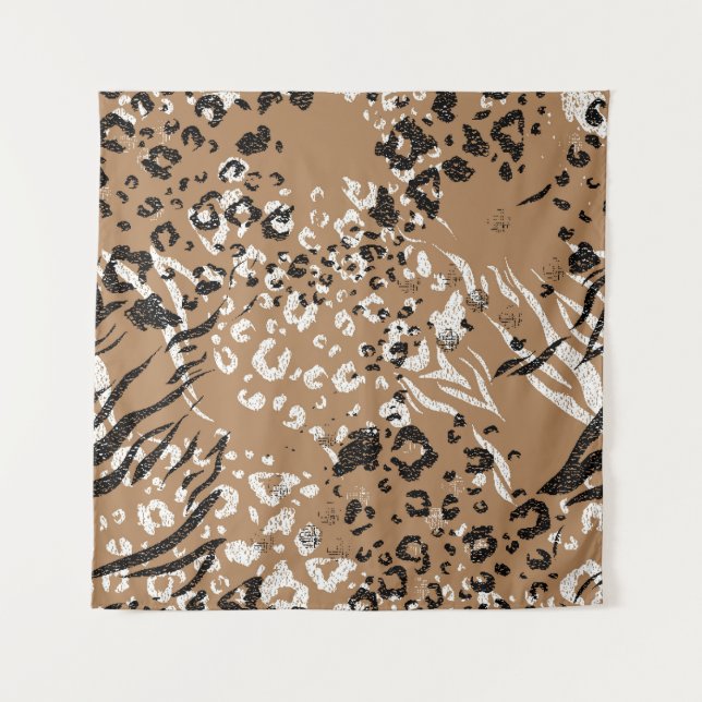 Tenture Léopard moderne : motif de nature sauvage. (Devant)