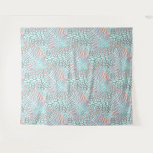 Tenture léopard, tigre, peau, tacheté, rayé, Turquoise,