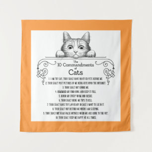 Tenture Les 10 commandements des chats drôles