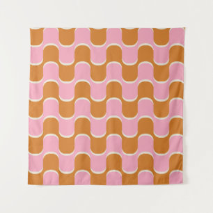 Tenture Les années 70 rétro : Motif ondulé rose or.