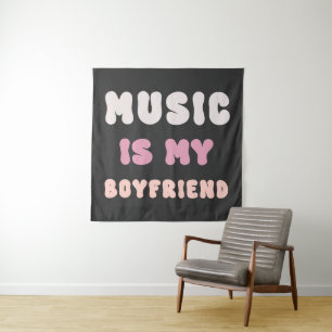 Tenture les années 70 Typographie Super - La musique est m