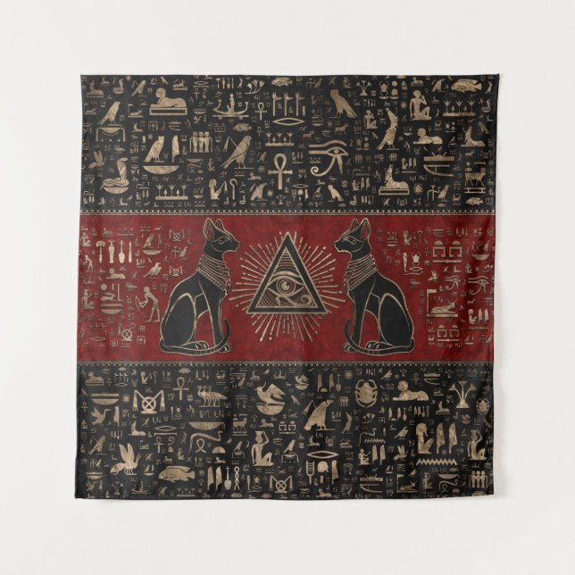 Tenture Les chats égyptiens et l'oeil d'Horus (Devant)