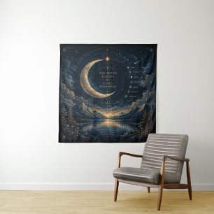 Tenture Les Guides de la Lune Art Céleste Lune & Étoiles
