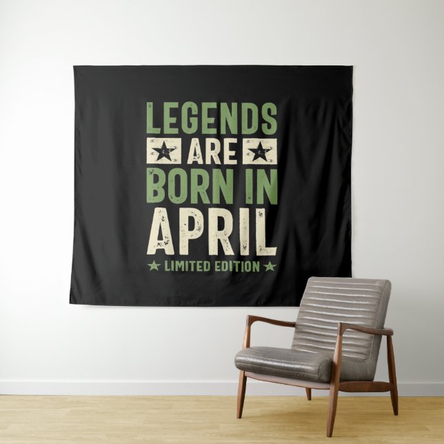 Tenture Les légendes naissent en avril - Anniversaire d'av (En situation (horizontale))