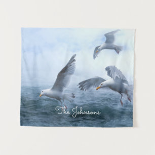 Tenture Les mouettes volent au-dessus de la mer