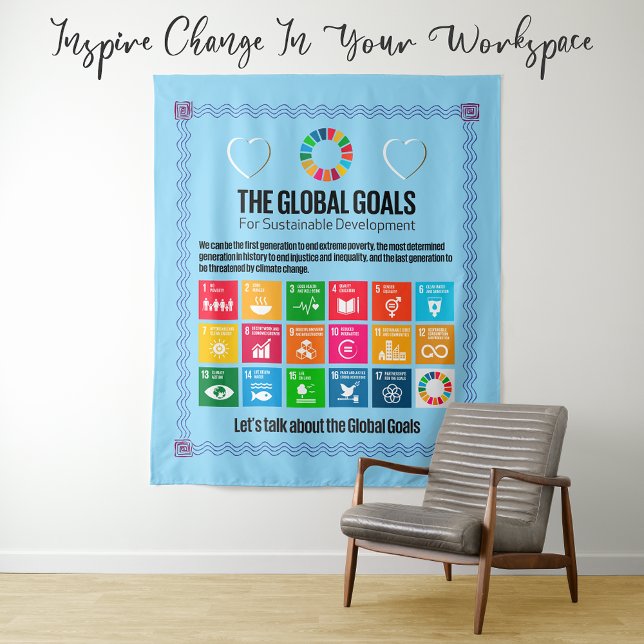 Tenture Les Objectifs Globaux Méga Motivationnistes Dons I (Jumbo Tapestry, Canvas Print, Poster, Foam Board, Signs etc. Gift for Changemakers Students Teachers)