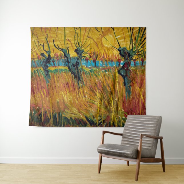 Tenture Les saules au coucher du soleil | Van Gogh | (En situation (horizontale))