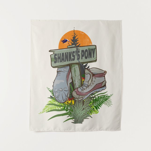 Tenture Les vieilles bottes de randonnée de poney de Shank (Devant)