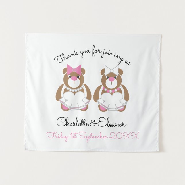 Tenture Lesbienne Mariage Teddy Bear Brides (Devant (Horizontal))