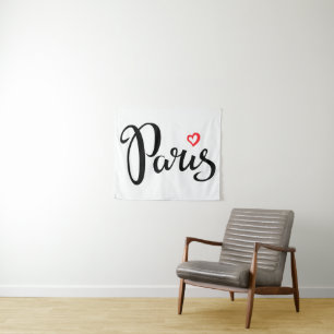 Tenture Lettrage de brosse de Paris avec le coeur