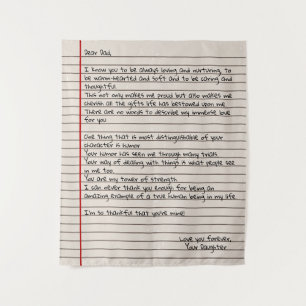 Tenture Lettre de papa cadeau pour la fête des pères