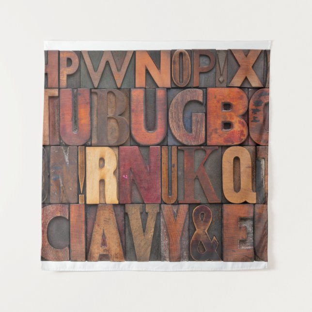 Tenture lettres de l'alphabet aléatoire - letterpress vint (Devant)