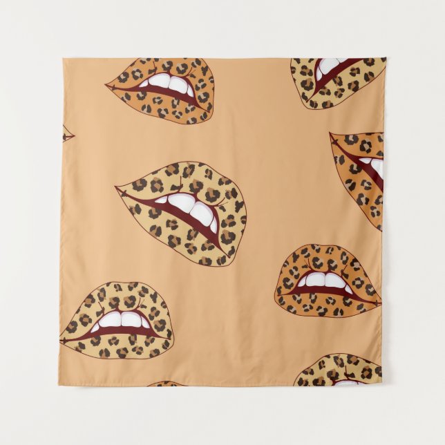 Tenture lèvres Empreintes de léopard sans couture motif, l (Devant)