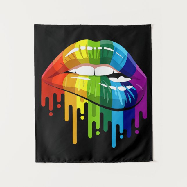 Tenture LGBT Rainbow Lip Gay pride (Devant)