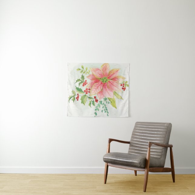 Tenture L'hiver fleurit poinsettia de floraison rose de | (En situation (horizontale))