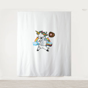 Tenture Licorne Baseball Licorne Jouant au Baseball Licorn
