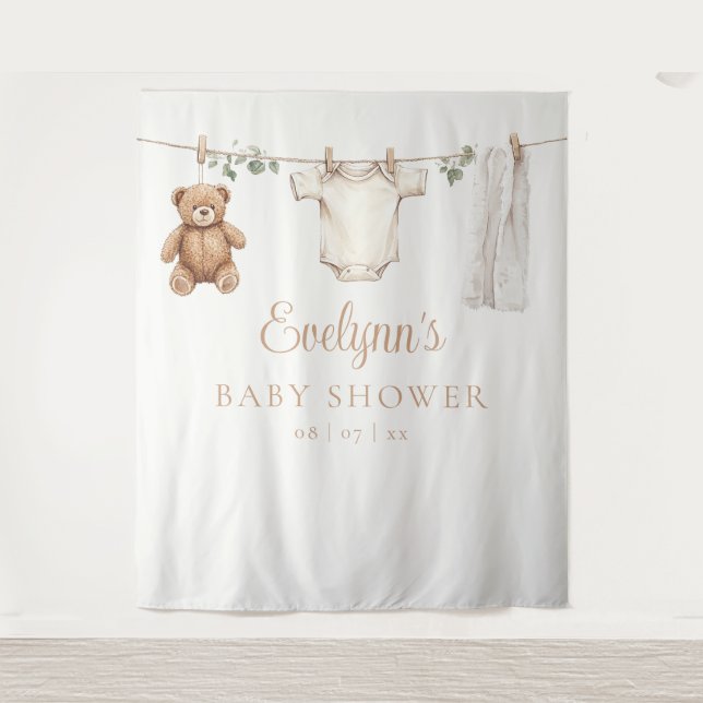 Tenture Ligne de Baby shower Boho Fond photo (Devant)