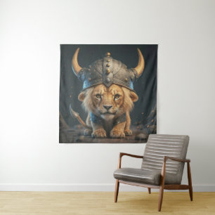 Tenture Lion bébé viking mignon
