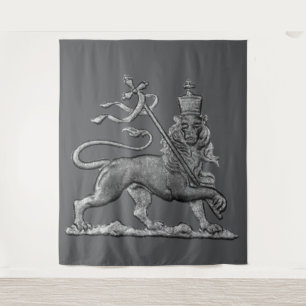 Tenture Lion de Juda Jah Armée INI Haile Selassie Rasta
