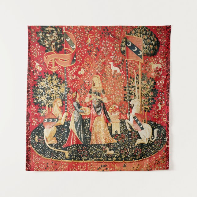 Tenture Lion D'ENFANCE ET D'UNICORN, Fleurs D'Imaginaires, (Devant)