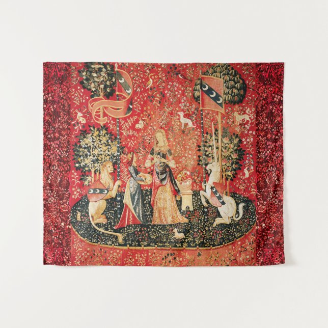 Tenture Lion D'ENFANCE ET D'UNICORN, Fleurs D'Imaginaires, (Devant (Horizontal))