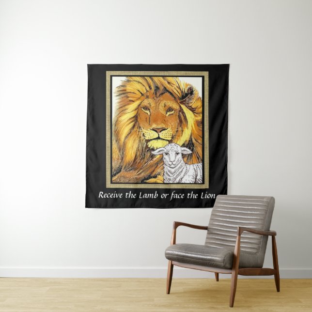 Tenture Lion et agneau (En situation)