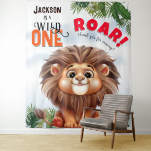 Tenture Lion Safari Wild One Anniversaire de enfant fond