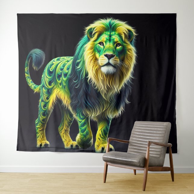 Tenture Lion Vert (En situation (horizontale))