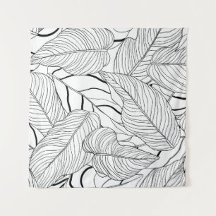 Tenture Liquide motif, longue encre d'art feuille