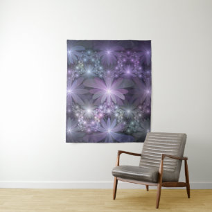 Tenture Lit de fleurs tendance brillant art fractal abstra